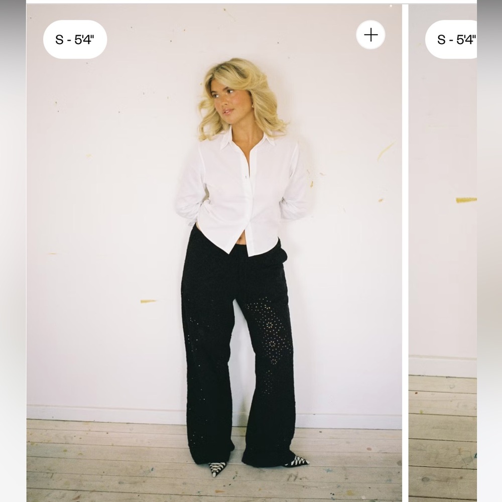 Djerf Avenue Broderie Anglaise Lace Pants in Black